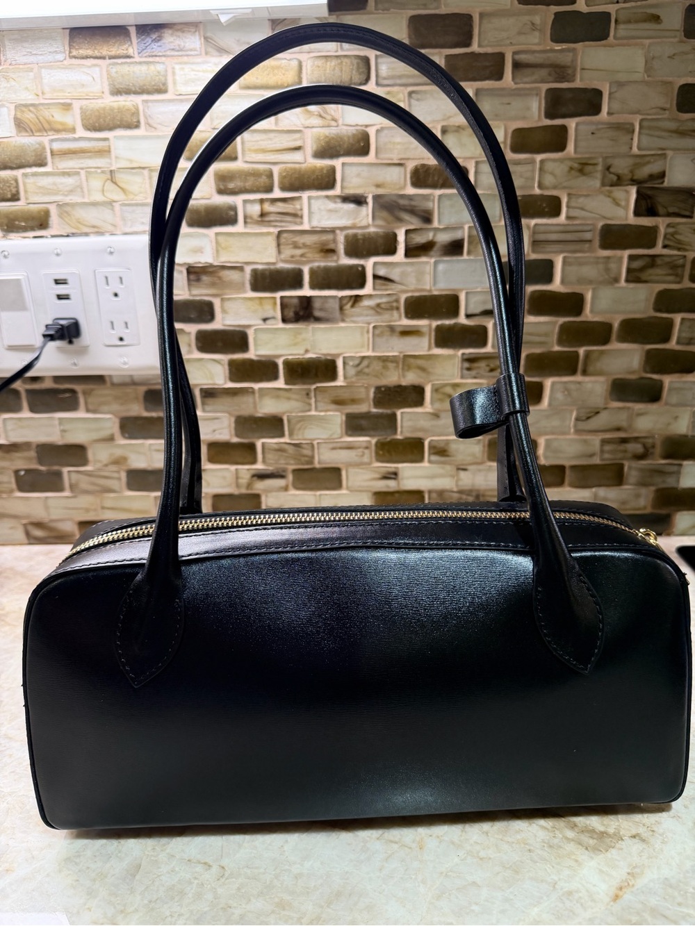 Isadora Italian Black Leather Shoulder Bag